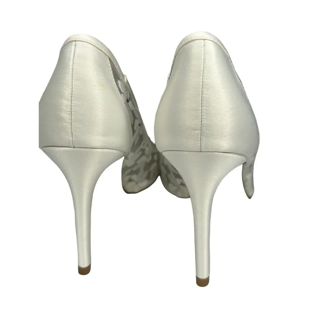 Adrianna Papell Frances Ivory Peep Toe Heels Womens Wedding Formal Shoes 🌼